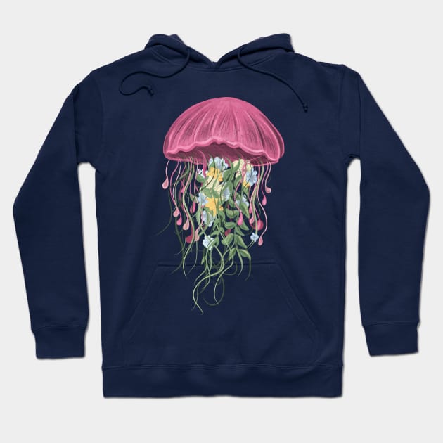 Jellyfish And Flowers Hoodie by TomCage